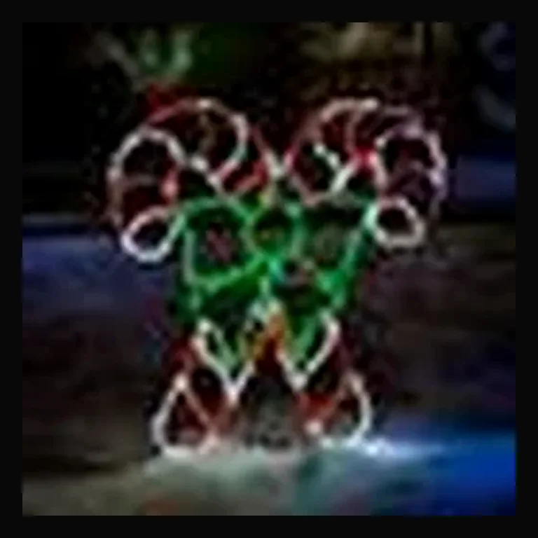 Double Candy Canes with Green Bow LED Display