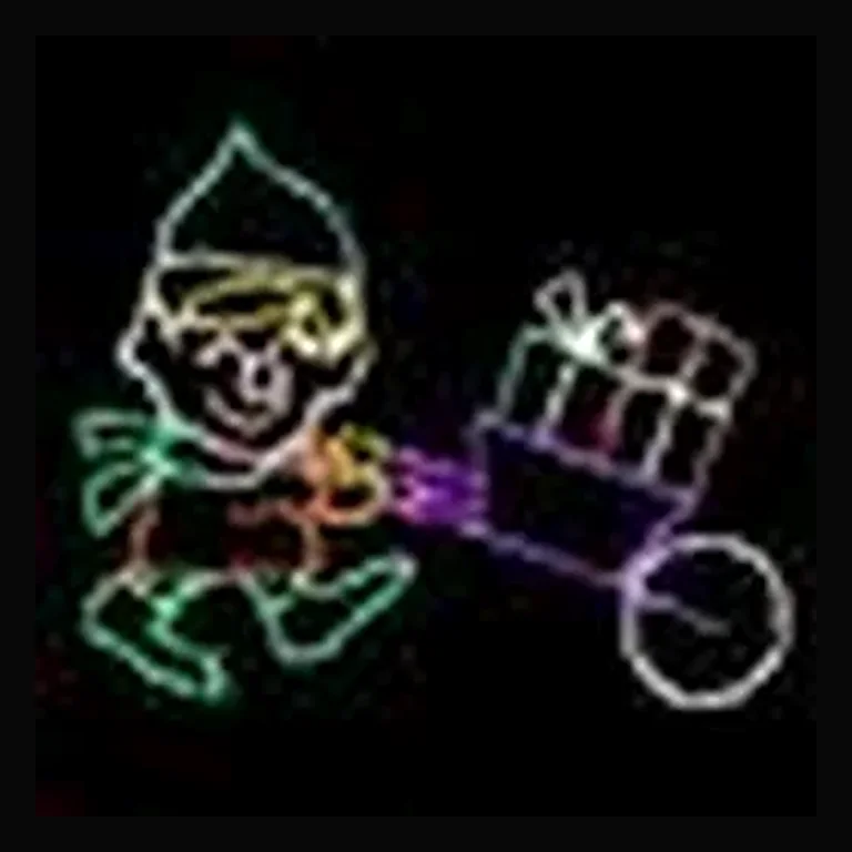 Boy Elf carrying presents in Wheelbarrow LED
