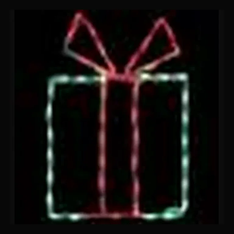 Gift Box LED Display - Green Box/Red Bow (25")