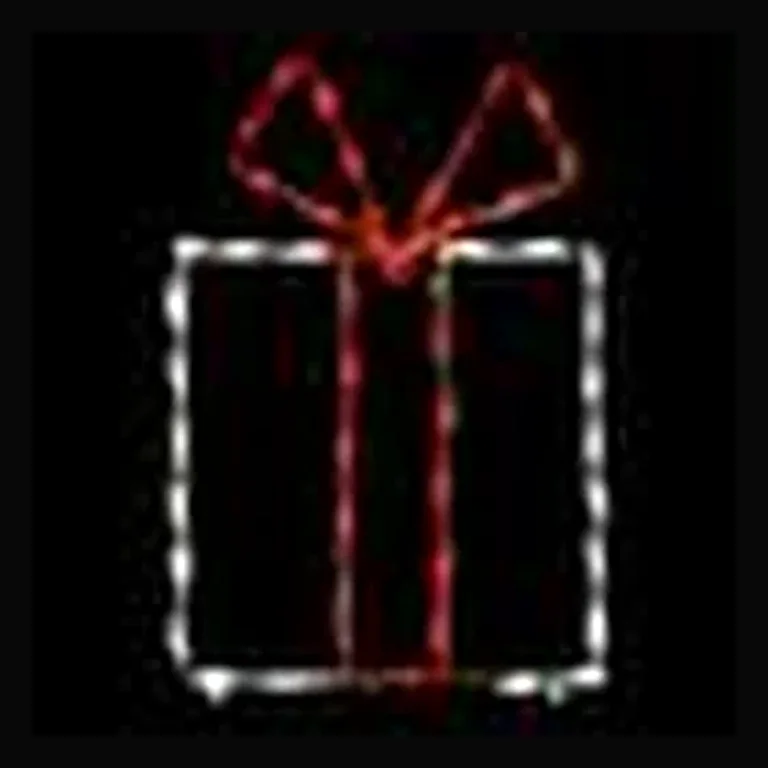 Gift Box LED Display - White Box/Red Bow (25")
