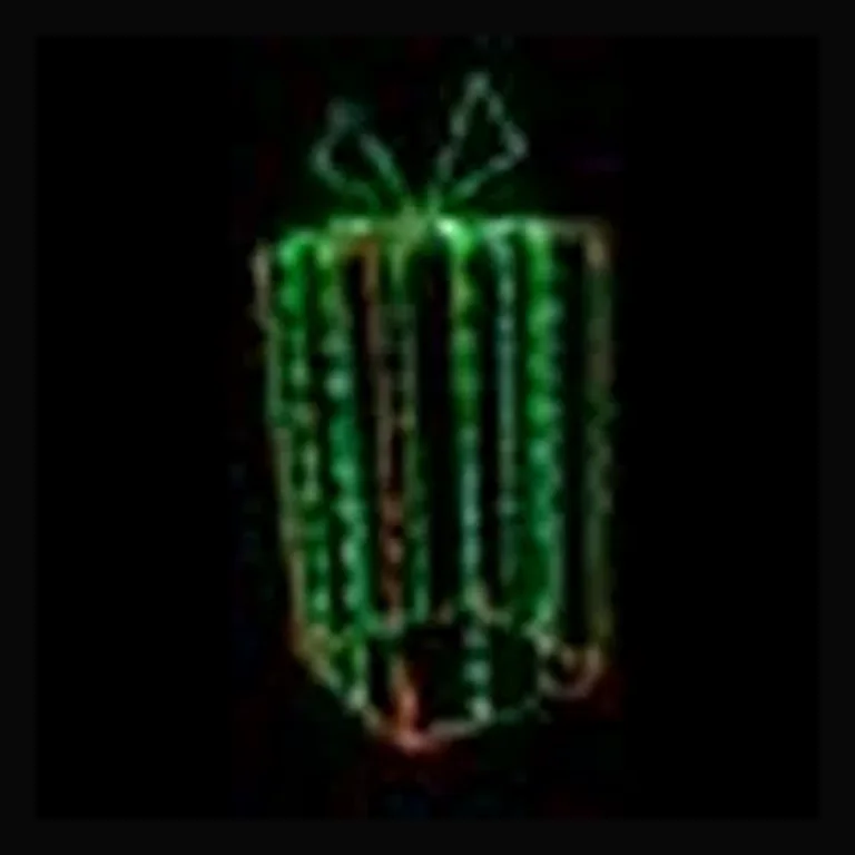 3D Gift Box 37", Red with Green Bow - Twinkle