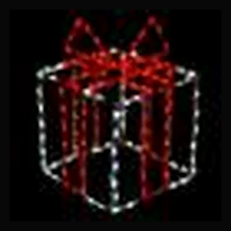 3D Gift Box LED Display - White Box Red Bow